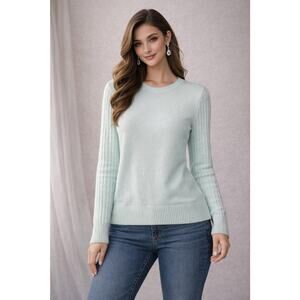 Berkeley Jensen Women XL Mint Green Knit Crewneck Sweater With Textured Sleeves